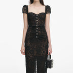 Black Sweetheart Lace Midi Dress