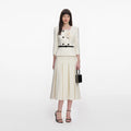 Cream 3D Flower Tailored Midi Dress