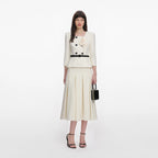 Cream 3D Flower Tailored Midi Dress
