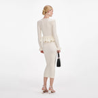 Cream Asymmetric Knit Midi Dress