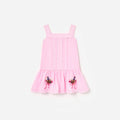 Pink Ramie Flower Embroidered Dress