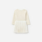 Cream Sequin Knit Bow Trim Dress
