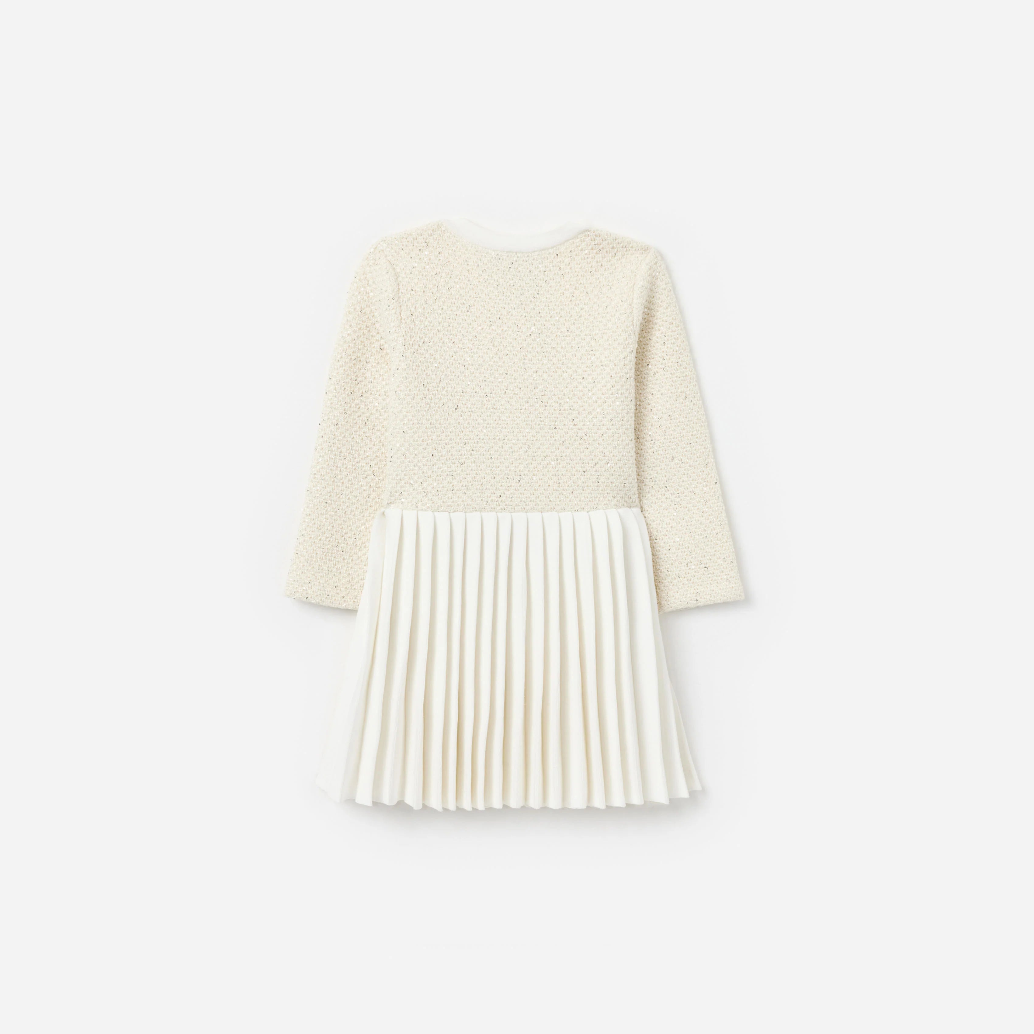 Cream Sequin Knit Bow Trim Dress