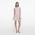 Pink Sequin Boucle Belted Mini Dress