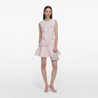 Pink Sequin Boucle Belted Mini Dress