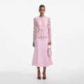Pink Tailored Lace Midi Dress