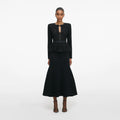 Black Sequin Knit Tailored Midi Dress