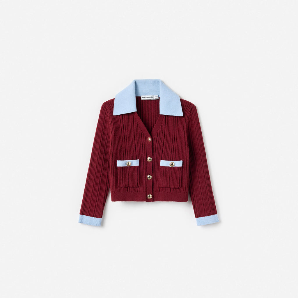 Burgundy Ribbed Knit Cardigan