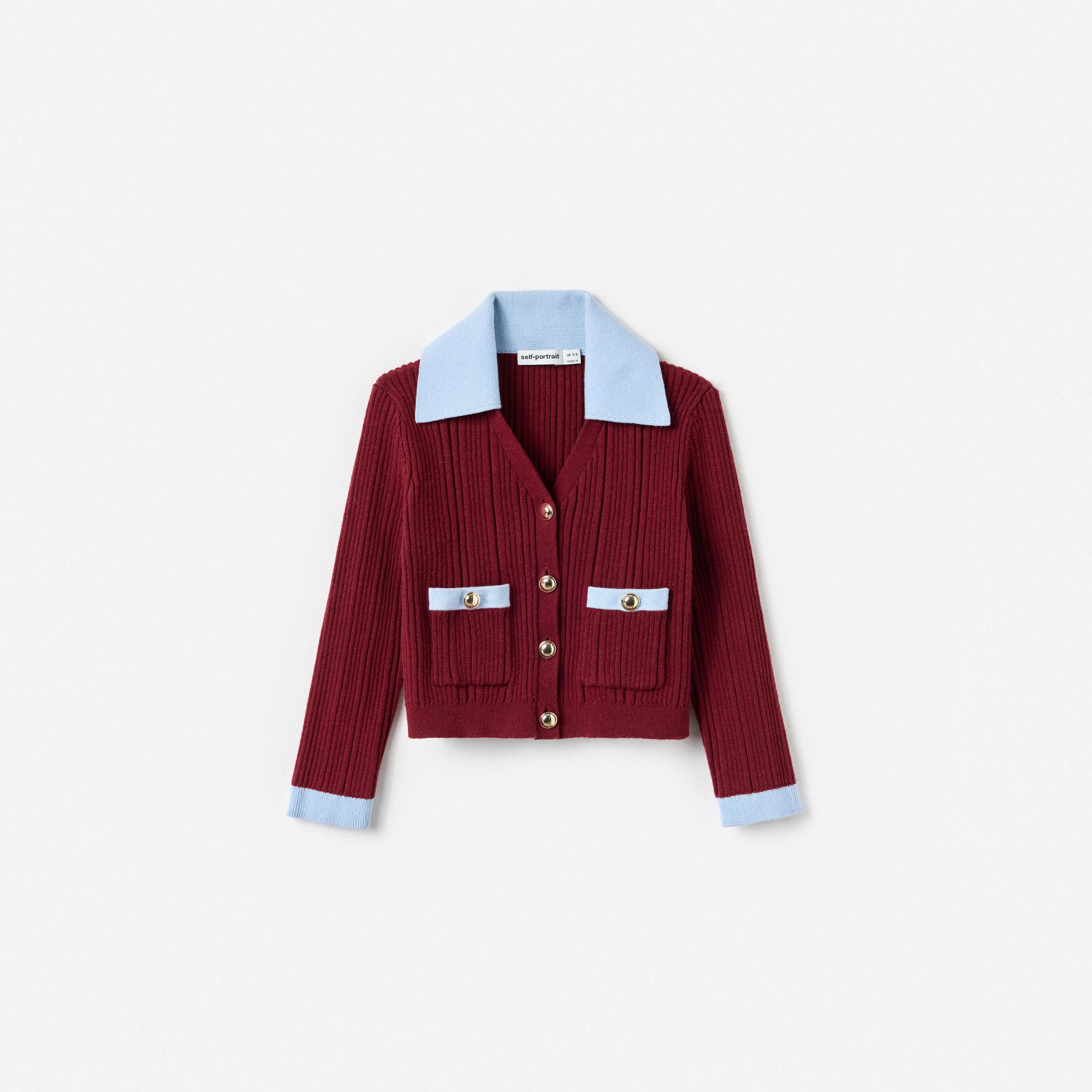 Burgundy Ribbed Knit Cardigan