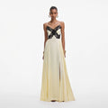 Yellow Satin Lace Maxi Dress