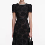 Black Tulle Lace Midi Dress