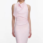 Pink Crepe Halter Neck Maxi Dress