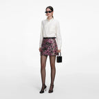 Floral Sequin Mini Skirt