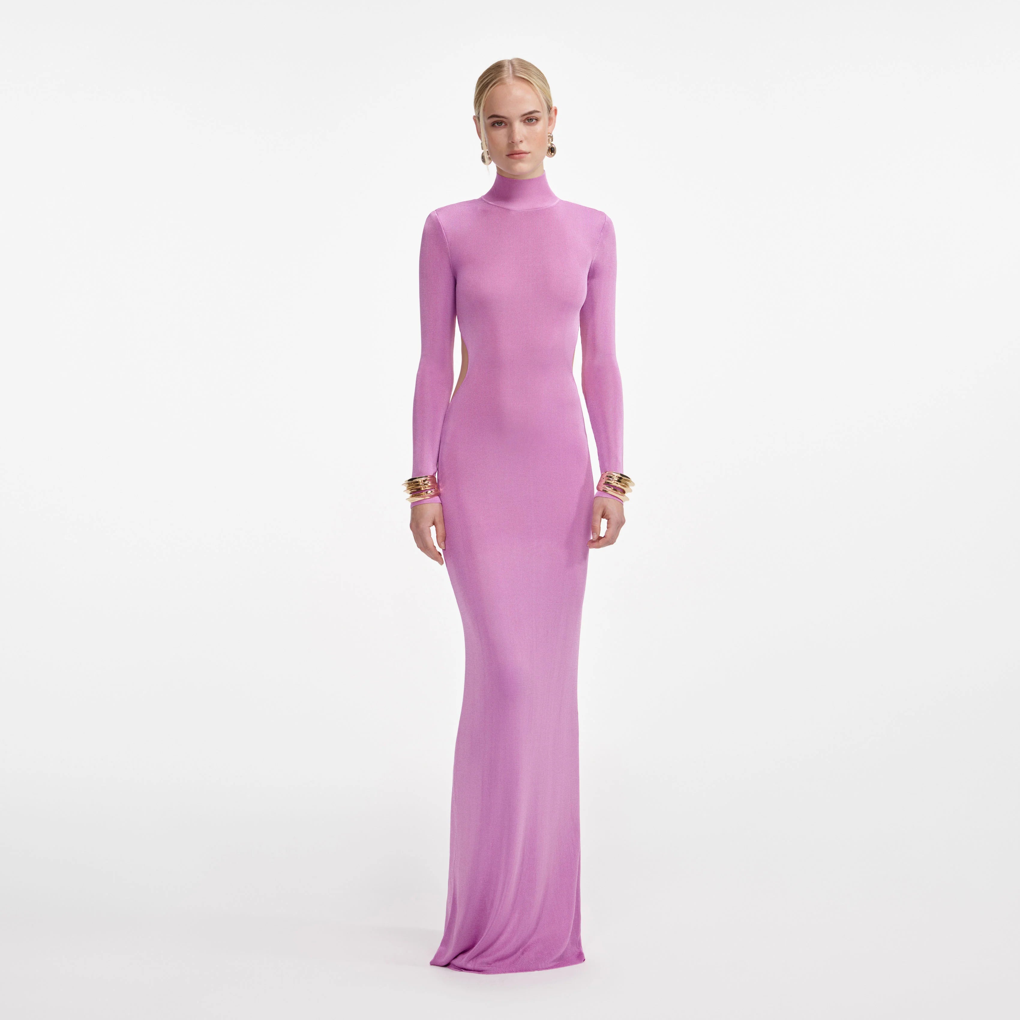 Pink Viscose Knit Maxi Dress