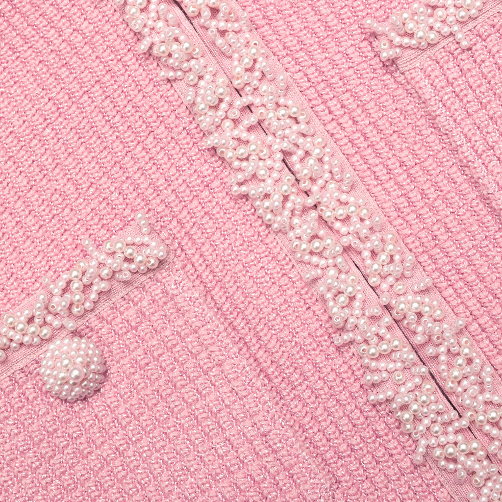 Pink Peplum Knit Midi Dress