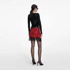 Red Crystal Chainmail Mini Skirt