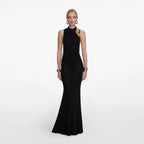 Black Racer Back Viscose Knit Maxi Dress