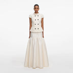 Cream Boucle Taffeta Maxi Dress