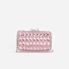 Pink Satin Crystal Clutch Bag