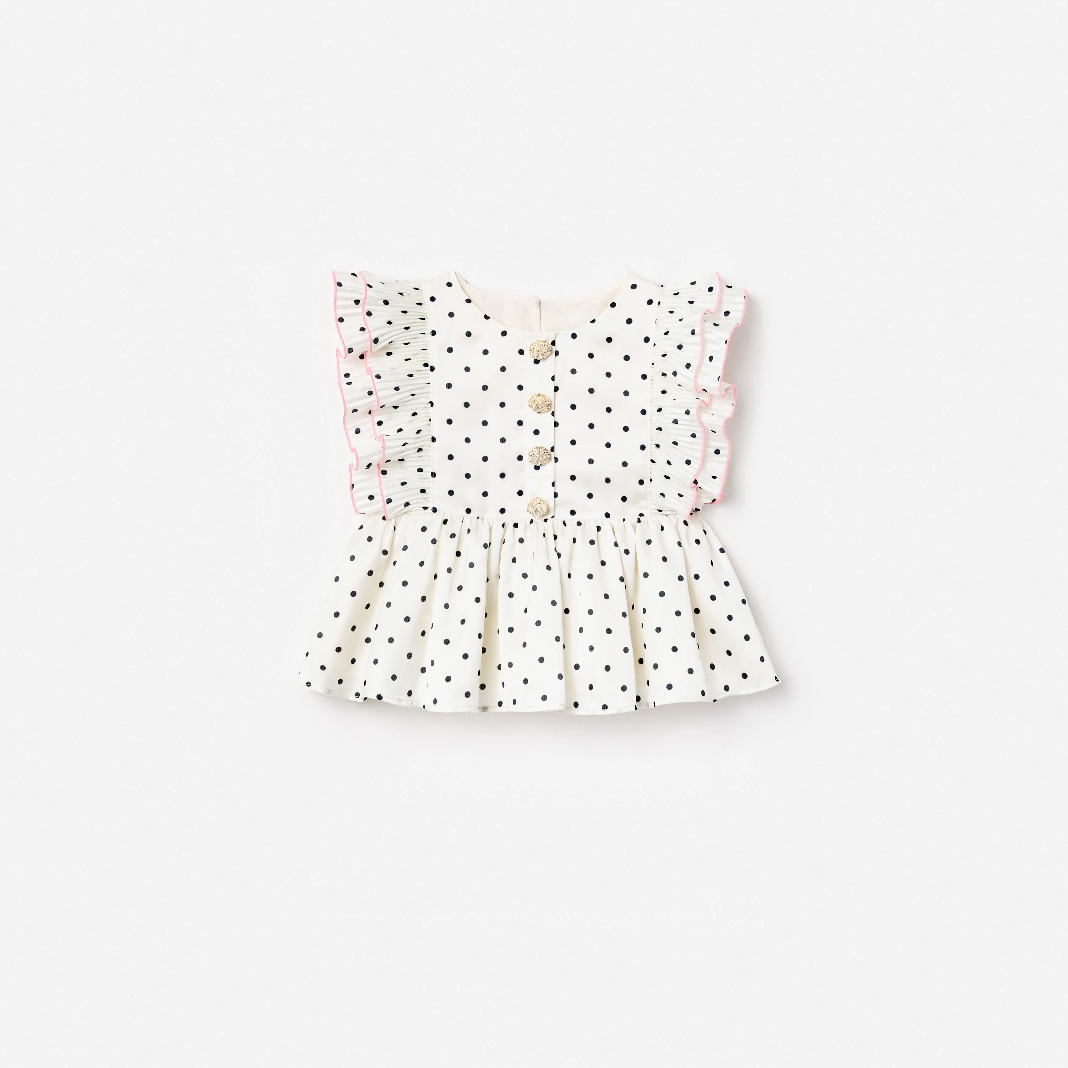 Cream Polka Dot Frill Top