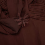 Brown Georgette Flower Maxi Dress