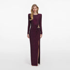 Burgundy Rhinestone Embellished Maxi Dress
