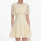 Yellow Lace Cape Mini Dress