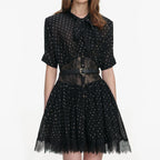 Black And Gold Chiffon Mini Dress
