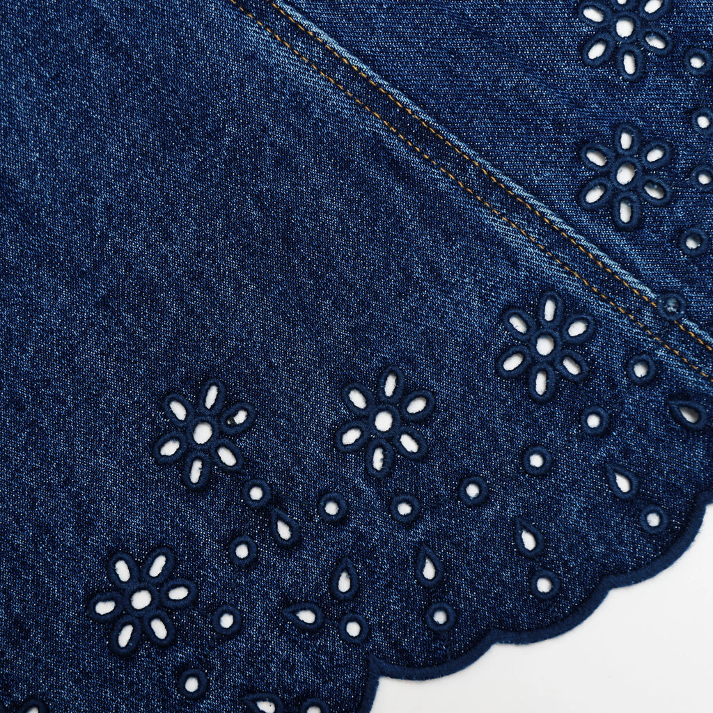 Denim Broderie Mini Dress