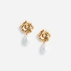 Gold Flower Pearl Earrings