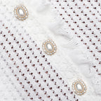 White Lace Collared Pointelle Knit Mini Dress