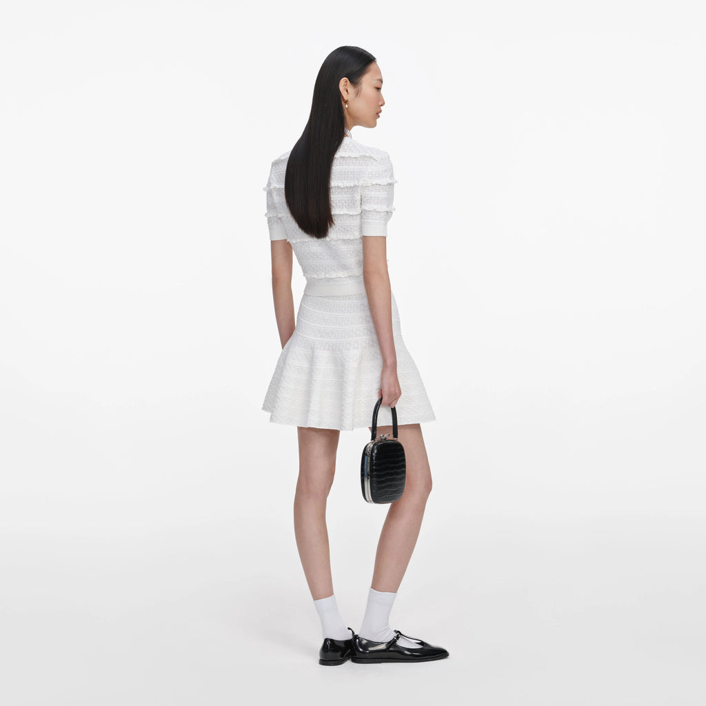 White Pointelle Knit Top