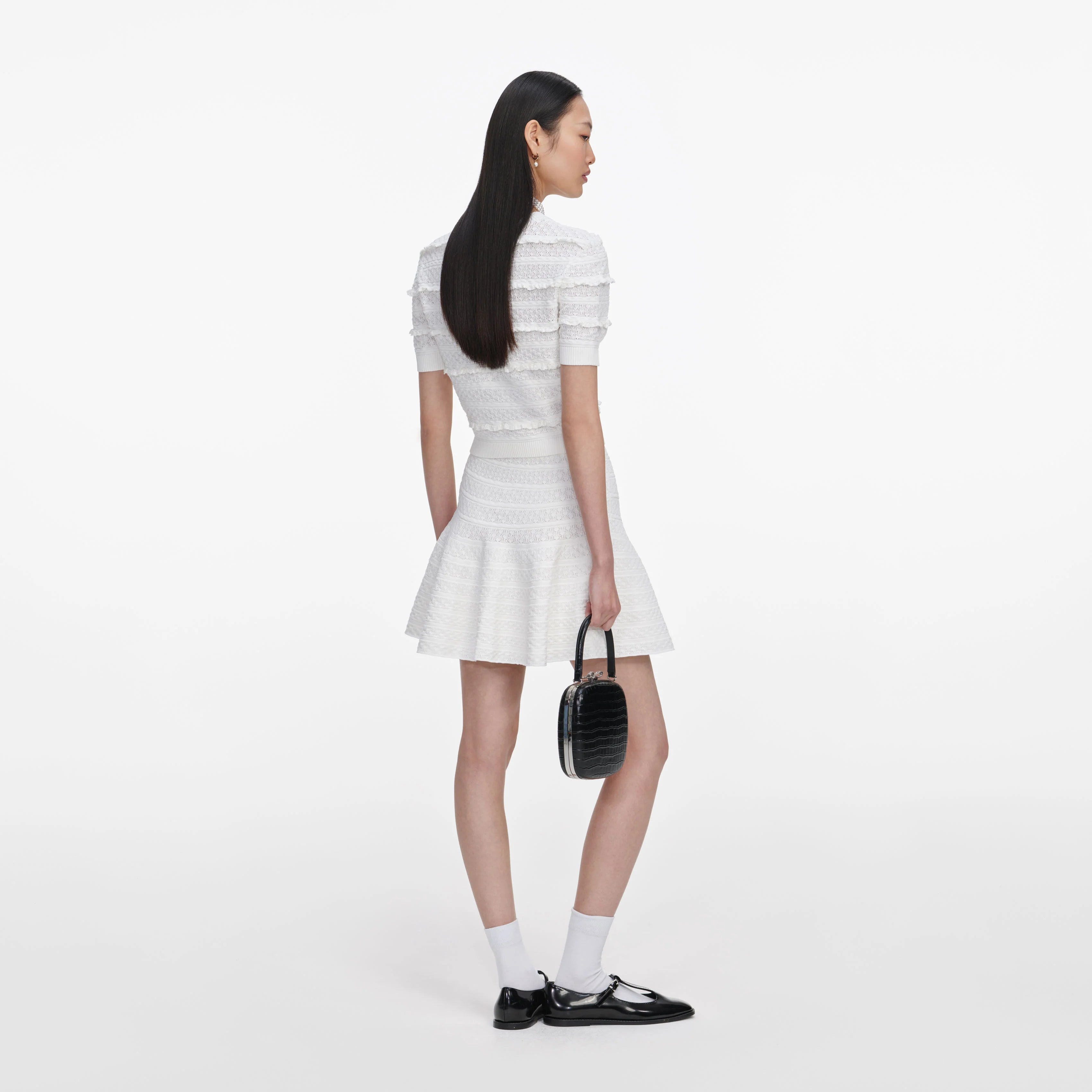 White Pointelle Knit Top