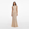 Champagne Rhinestone Racer Back Maxi Dress