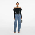 Black Feather Viscose Knit Top