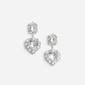 Crystal Pearl Tiered Heart Earrings