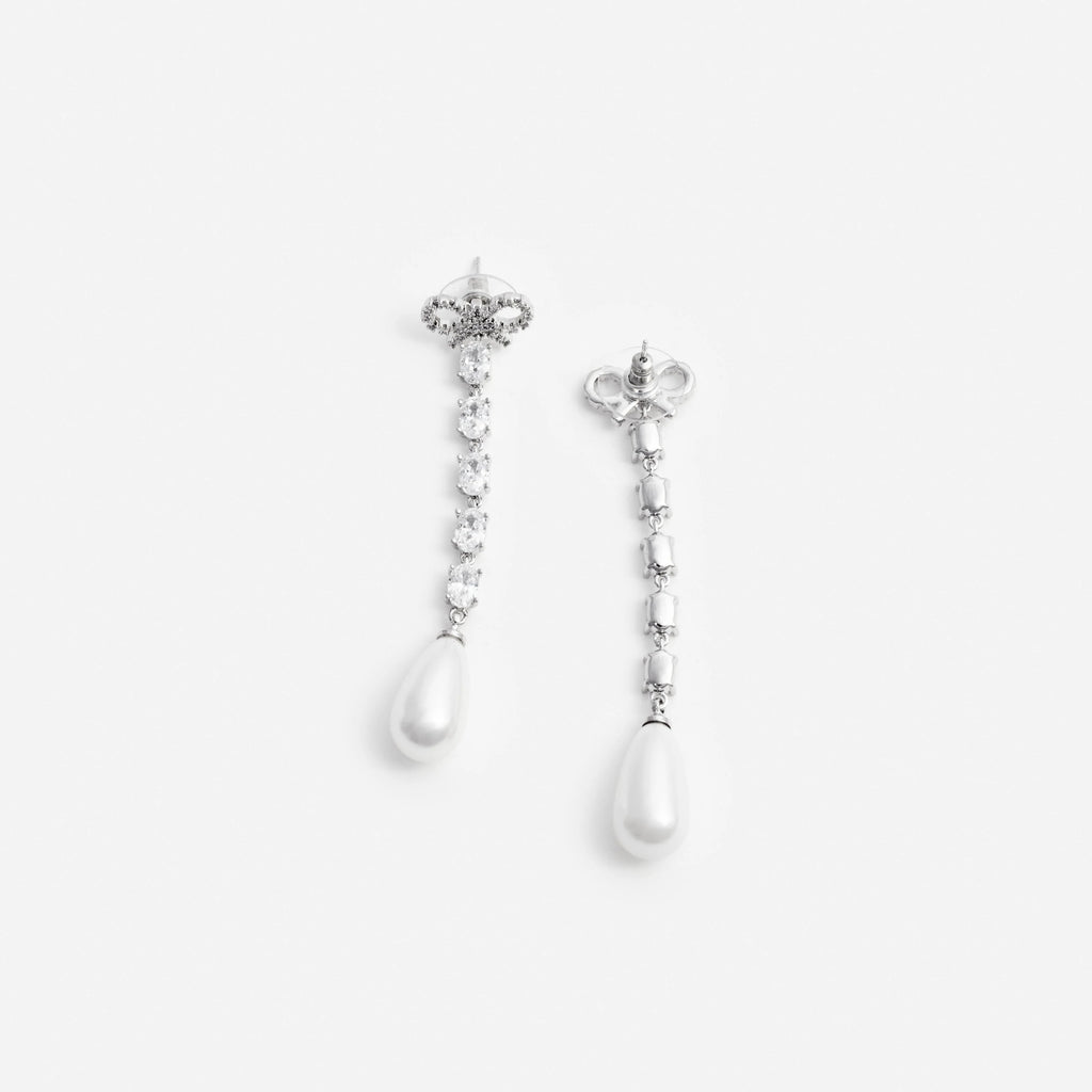 Bow Pearl Droplet Earrings