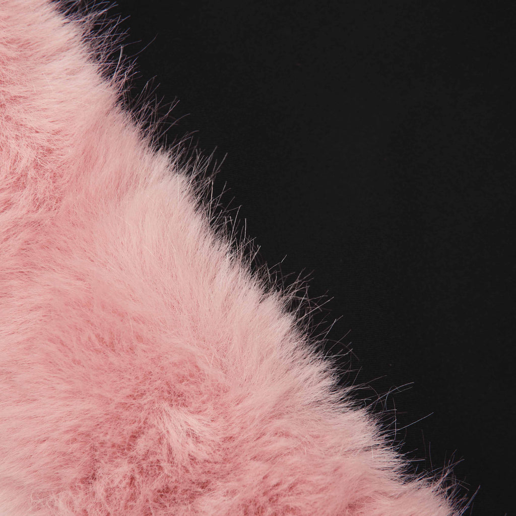 Black Crepe Fur Hem Mini Dress