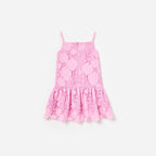 Pink Sleeveless Flower Lace Dress