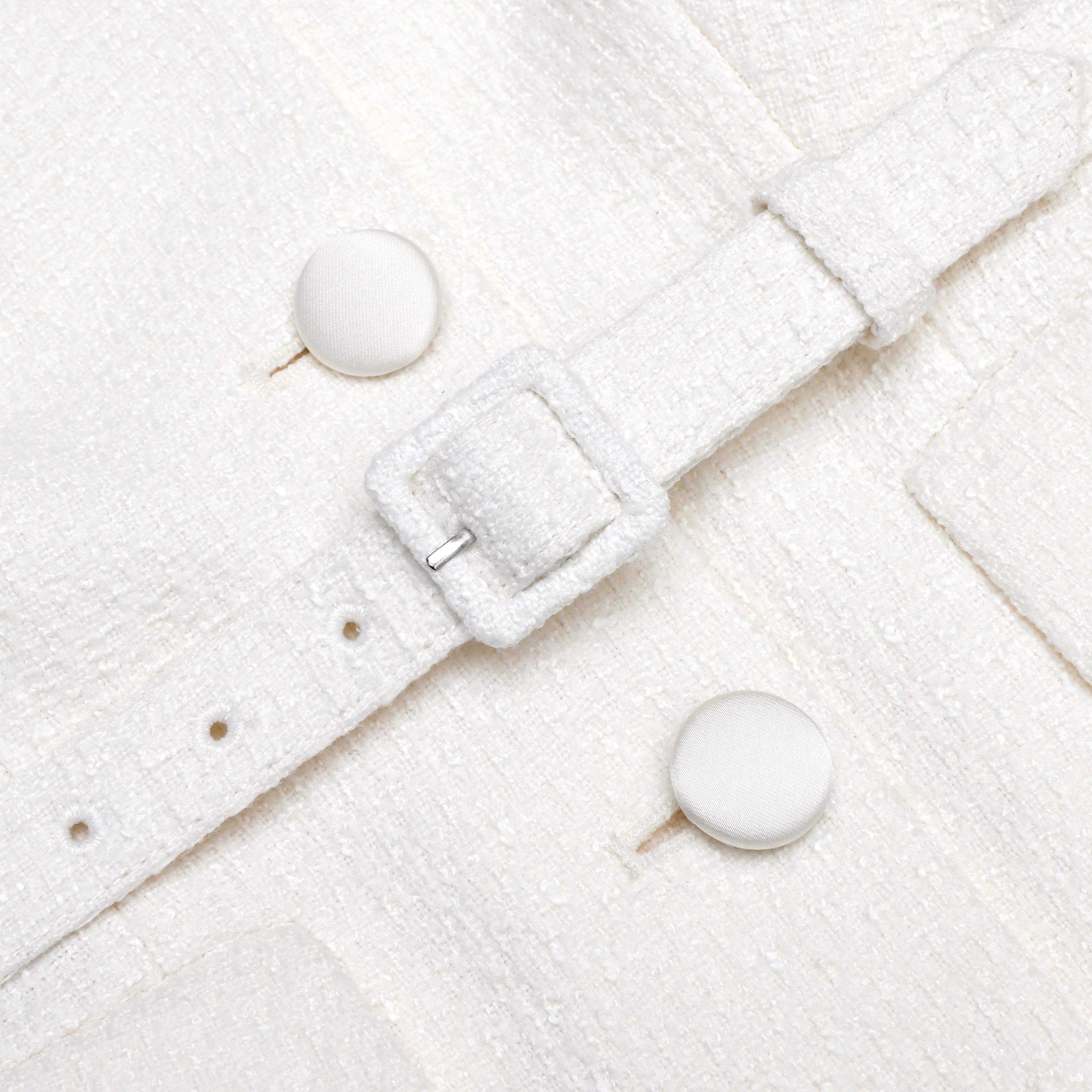 Cream Boucle Tailored Mini Dress