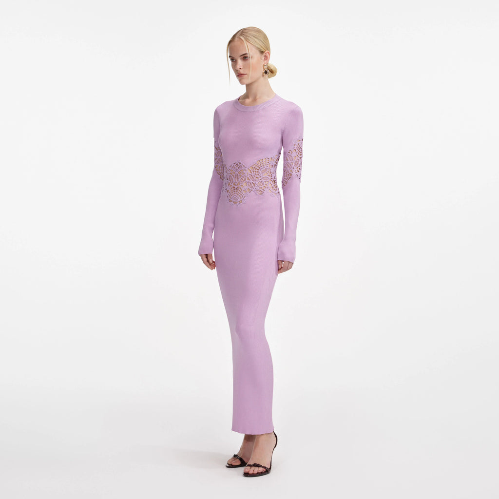 Pink Viscose Knit Cut Out Maxi Dress