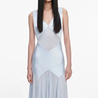 Blue Satin Jersey Maxi Dress