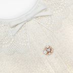 Cream Boucle Lace Trim Tailored Mini Dress