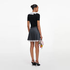 Black Knit Lace Collar Top