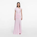 Pink Jersey Draped Maxi Dress