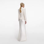 Cream Boucle Collared Maxi Dress