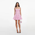 Pink Lace Flared Mini Dress