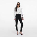 White Pointelle Diamante Cardigan