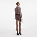 Brown Check Chiffon Blouse
