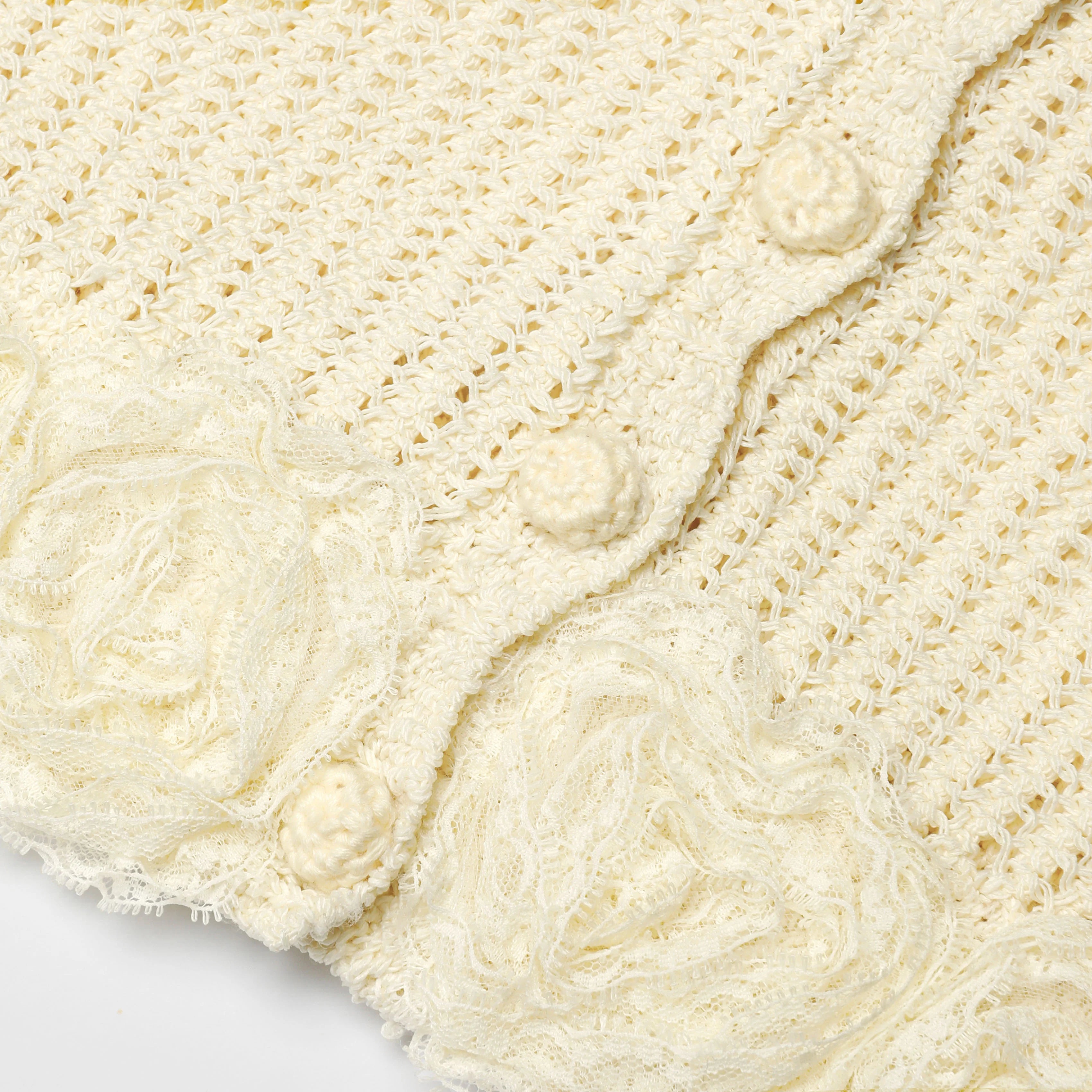 Yellow Crochet Flower Knit Top
